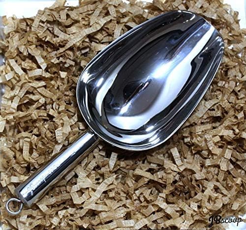 JBscoop Stainless Steel Scoop for ice, 9.6 Inch Metal Food Scoop Kitchen Bar Party Wedding Heavy Duty Dishwasher Safe - 8 Oz