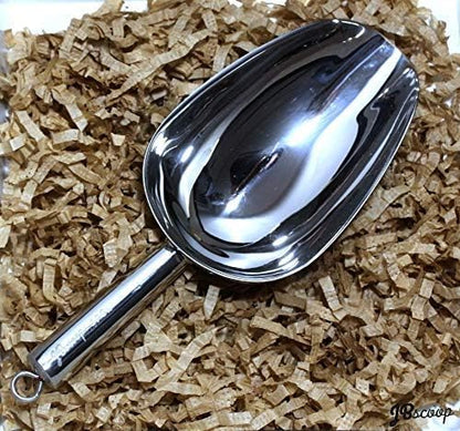 JBscoop Stainless Steel Scoop for ice, 9.6 Inch Metal Food Scoop Kitchen Bar Party Wedding Heavy Duty Dishwasher Safe - 8 Oz