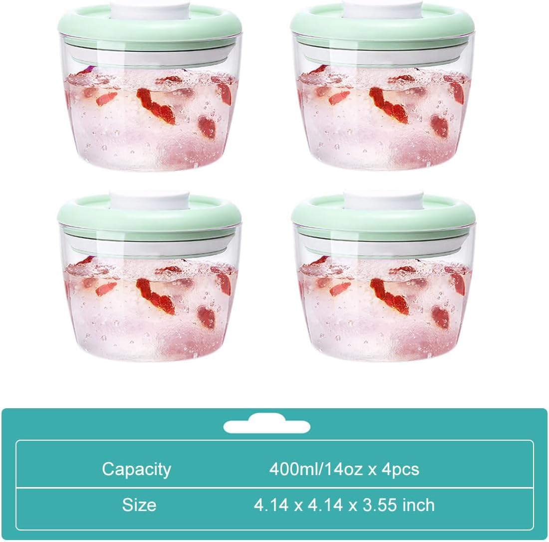 Glass Overnight Oats Containers with Lids, Meal Prep Containers Airtight Food Storage Containers Wide Mouth Snack Jars, Leakproof BPA-Free Pop Lid Bowl for Breakfast Leftovers 14oz 400ml Set of 4