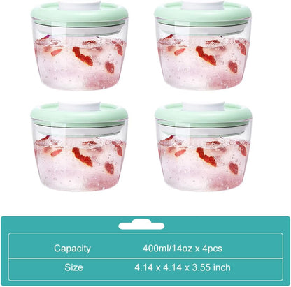 Glass Overnight Oats Containers with Lids, Meal Prep Containers Airtight Food Storage Containers Wide Mouth Snack Jars, Leakproof BPA-Free Pop Lid Bowl for Breakfast Leftovers 14oz 400ml Set of 4