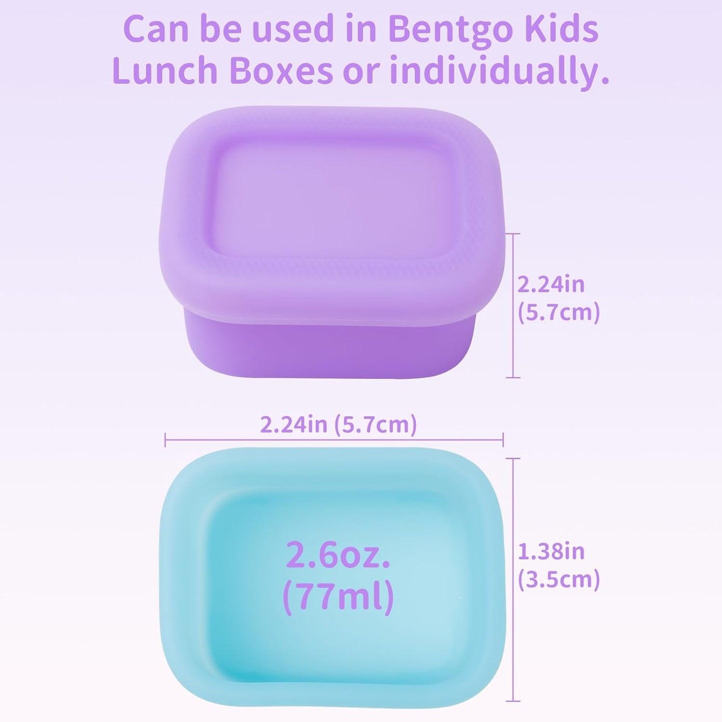 MICEBAY 2-Pack Leak-Proof Salad Dressing Container To Go, Food Grade Silicone Sauce Containers for Bentgo Lunch Box, Reusable Condiment Cups with Lids for Small Snacks - 2.6 oz (Sky Blue & Black)