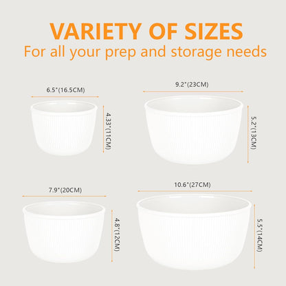 BoxedHome Plastic Mixing Bowls with Lids Set,4.97QT Large Capacity Deep Nesting Bowl,8 Pieces Set BPA-Free Prep Bowls,Dishwasher & Microwave Safe,Beige