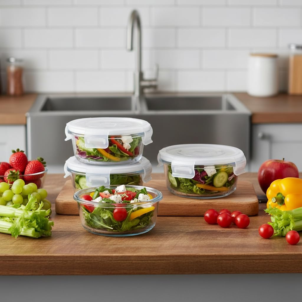 16oz Square Glass Food Storage Containers With Lids, 2 Cup Square Glass Food Containers With Lids, BPA free Small Meal Prep Bowls for leftovers, Dishwasher, Freezer Safe (8Pack)