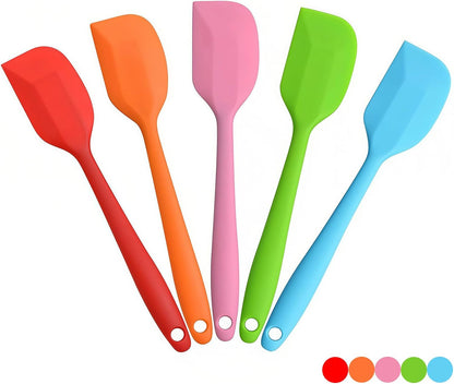 Silicone Spatula Heat Resistant 8.5 inch Small Rubber Spatulas Cooking Utensil Set Non-Stick Flexible Rubber Cooking Gadget For Cake/Cream/Pastry/Butter/Batter Mixing/Cooking-(5 Pieces)