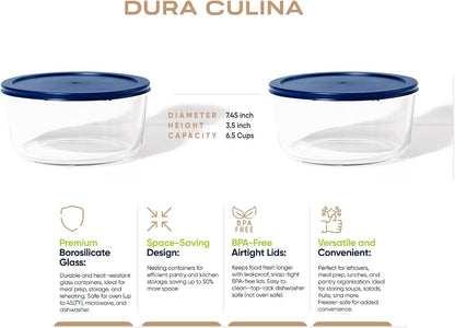 6-Piece Glass Food Storage Containers Set (3 Containers + 3 BPA-Free Lids) | 2-Cup, Leakproof | Microwave, Freezer, Oven & Dishwasher Safe | Ideal for Meal Prep & Pantry Organization, Pistachio