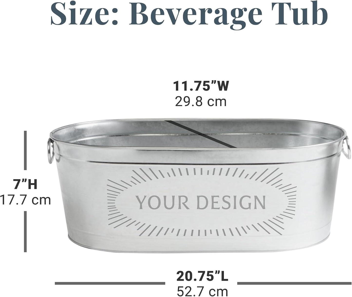 Let's Make Memories Personalized Beverage Tub - Custom Beverage Tub - Customize With Name & initial - Galvanized Drink Tub - 20 ¾"L x 11 ¾"W x 7" H - 5.5 Gallons