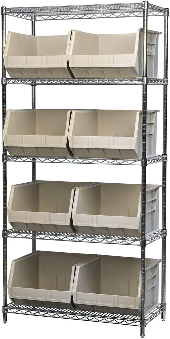 Akro-Mils 30270 AkroBins Plastic Storage Bins, Space-Saving Stackable Bins for Garage, Pantry, Craft Organization, 18" x 16" x 11", Clear, 3-Pack