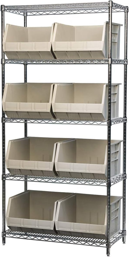 Akro-Mils 30270 AkroBins Plastic Storage Bins, Space-Saving Stackable Bins for Garage, Pantry, Craft Organization, 18" x 16" x 11", Clear, 3-Pack