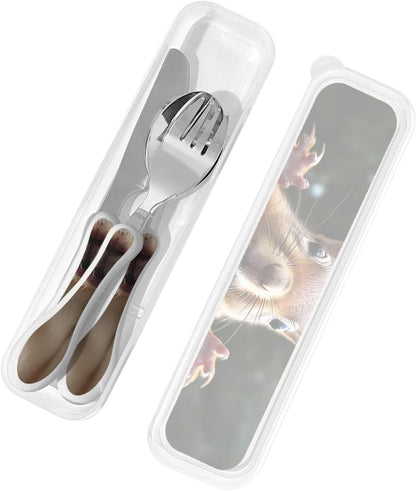3-Piece Kids Silverware Set With Storage Case, Stainless Steel Reusable Children Safe Knife Spoon Fork Set Sugar Skulls Children Flatware Set For Kids Lunch Box