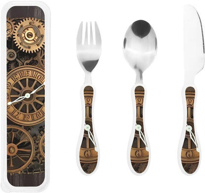 3-Piece Kids Silverware Set With Storage Case, Stainless Steel Reusable Children Safe Knife Spoon Fork Set Shih Tzu Dog Children Flatware Set For Kids Lunch Box