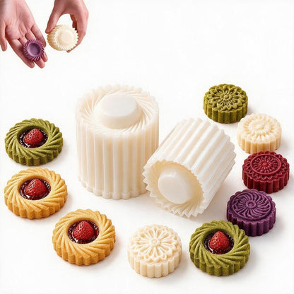 Sunflower-Patterned Round Hand-Press Mooncake Mold for DIY Cookie Mooncake