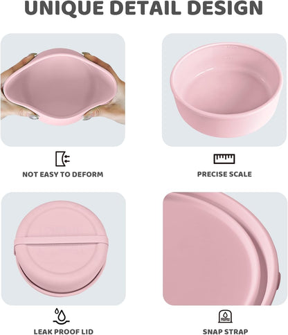 Silicone Food Storage Containers Bowl, Set of 3 Reusable Silicone Bento Lunch Box Containers with Lids (17oz, 25oz, 42oz) Dishwasher, Microwave and Freezer Safe (Bright Yellow)