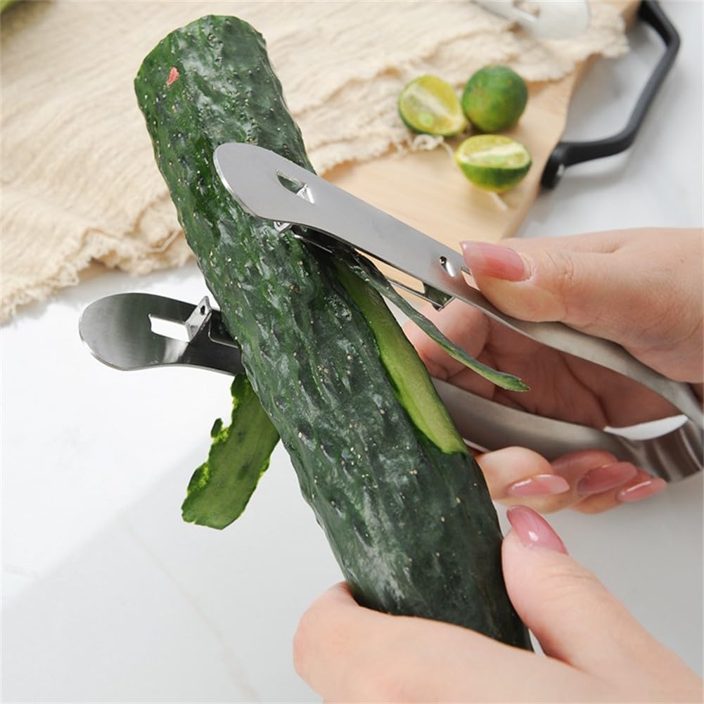 Stainless Steel Asparagus Peeler with Dual Heads for Fruit and Vegetable Peeling, Non-Slip Grip Kitchen Tool for Cucumber, Carrot, Parsnip, Easy to Clean Design