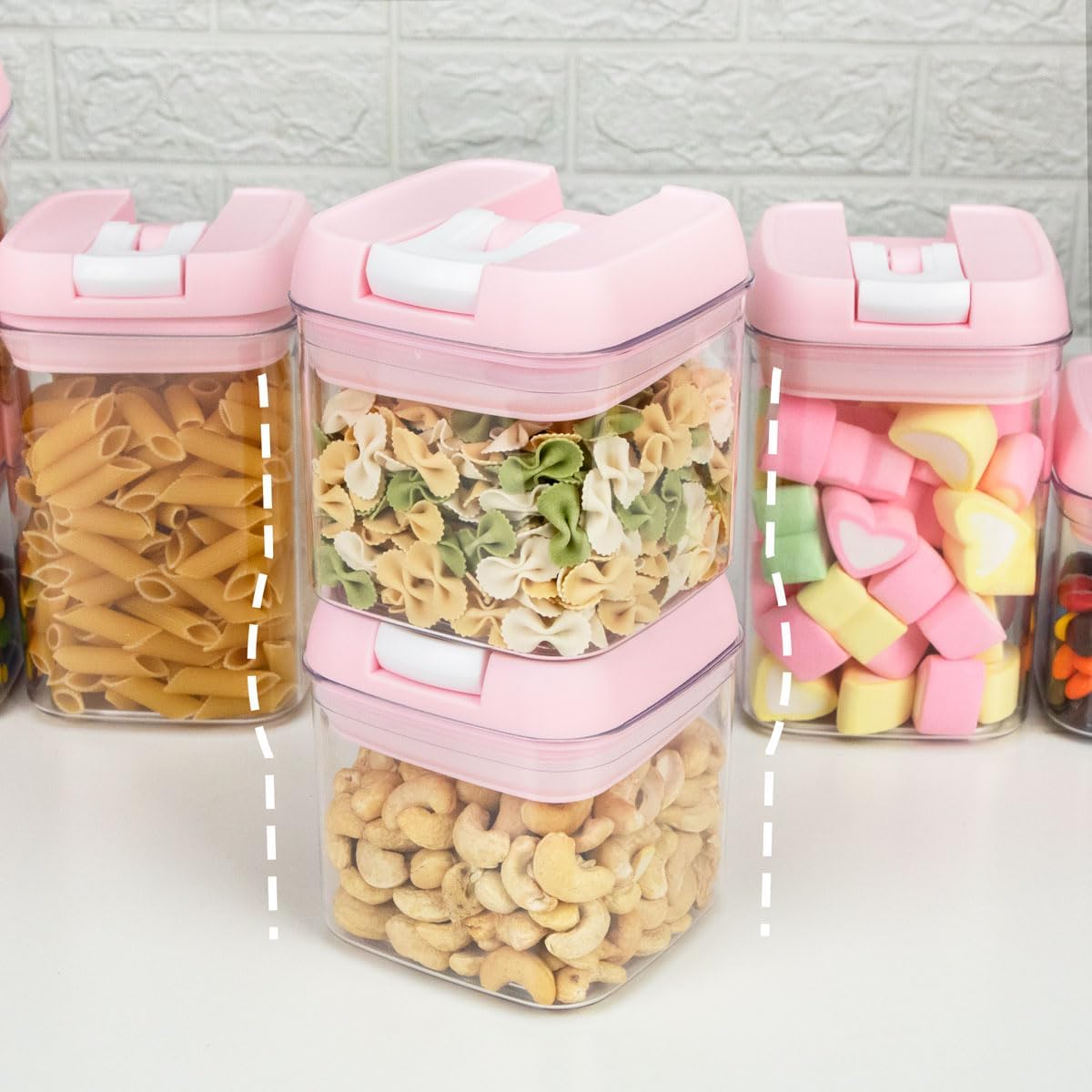 U-QE Airtight Food Storage Containers -8 Piece BPA Free Clear Plastic Airtight Containers with Easy Lock Lids for Kitchen Pantry Organization and Storage - Sugar, Flour, Cereal, Labels & Marker