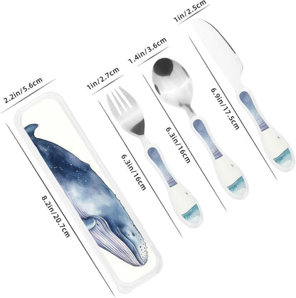 3-Piece Kids Silverware Set With Storage Case, Stainless Steel Reusable Children Safe Knife Spoon Fork Set Shih Tzu Dog Children Flatware Set For Kids Lunch Box
