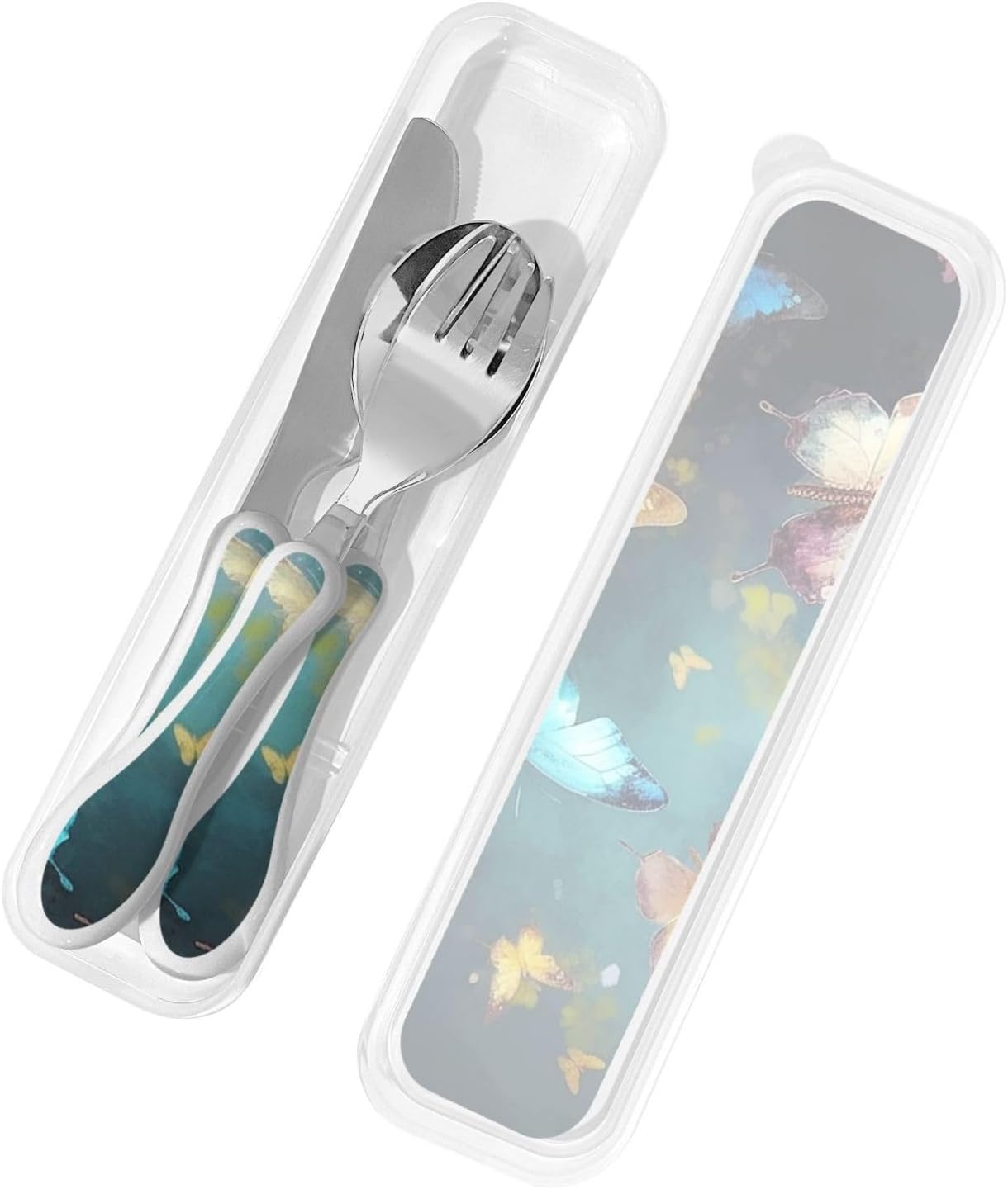 3-Piece Kids Silverware Set With Storage Case, Stainless Steel Reusable Children Safe Knife Spoon Fork Set Candy Children Flatware Set For Kids Lunch Box