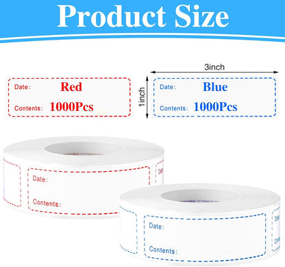 1000Pcs Removable Freezer Labels,1 x 3 Inch Food Labels for Food Containers Food Date Stickers Refrigerator Food Storage Labels Easy Clean No Residue
