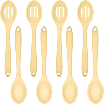 ELANE 8 Pcs Silicone Cooking Utensils Set,Silicone Serving Spoons Cooking Spoons for Nonstick Cookware for Kitchen Salads