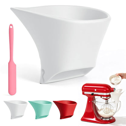 OneLeaf Silicone Flour Funnel for Kitchen Aid Mixer, Pouring Chute, White