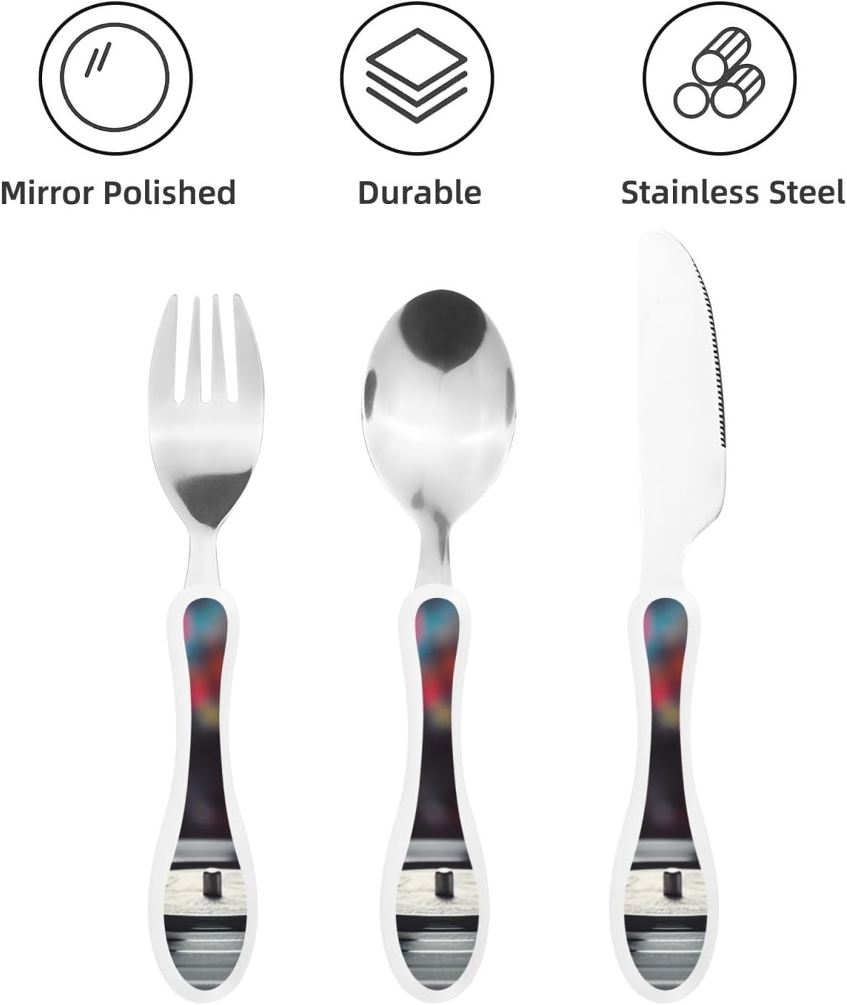 3-Piece Kids Silverware Set With Storage Case, Stainless Steel Reusable Children Safe Knife Spoon Fork Set Blue Active Girl Running Sunset Children Flatware Set For Kids Lunch Box - Colors A