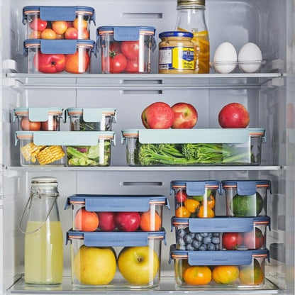 LocknLock LBF404RS5N Bisfree Modular Plus Food Storage Containers for Lunch, Meal Prep, Stackable, BPA-Free, Leakproof, Microwave, Dishwasher, Freezer-Safe, 10 Pieces, 5 Boxes and 5 Lids, Navy, 910ml