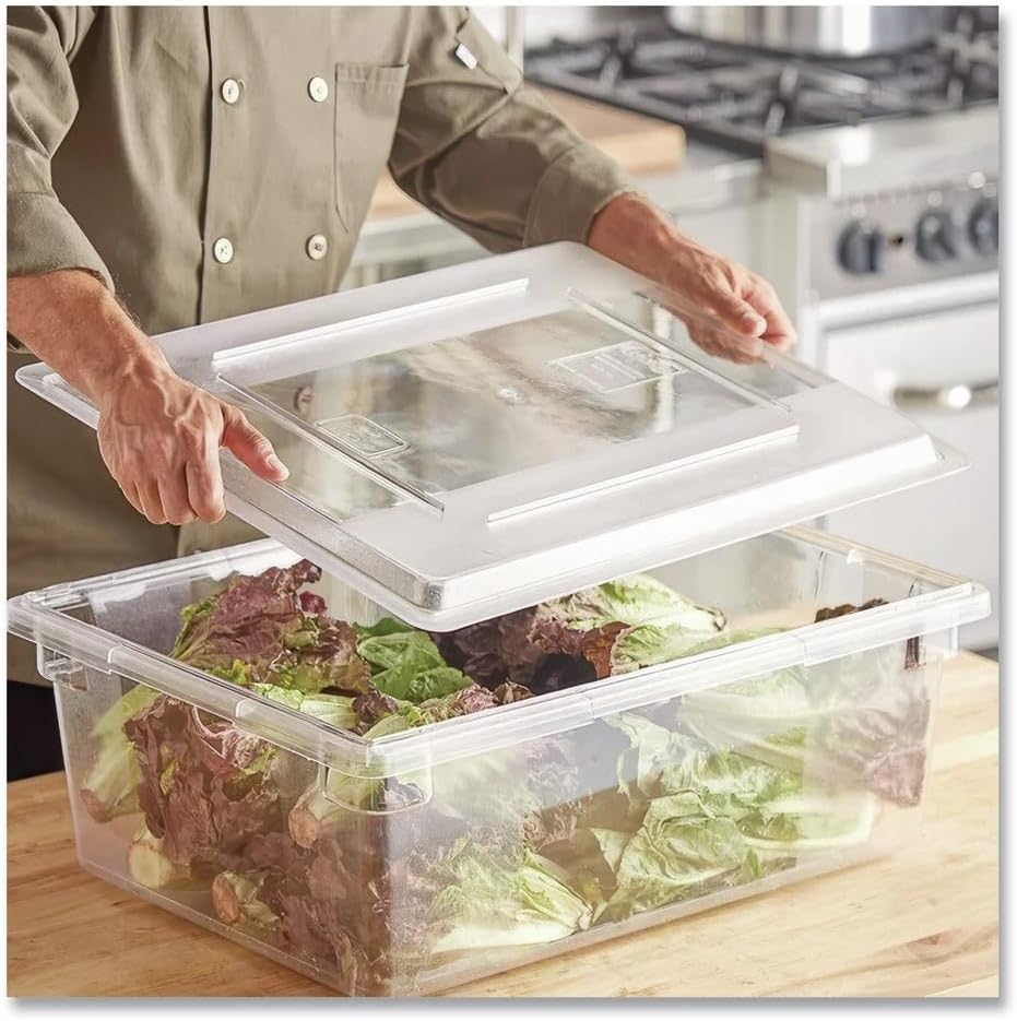 Rubbermaid Commercial Products Polycarbonate Food Storage Box/Tote, 2 Gallon, Clear, for Restaurant/Kitchen/Cafeteria