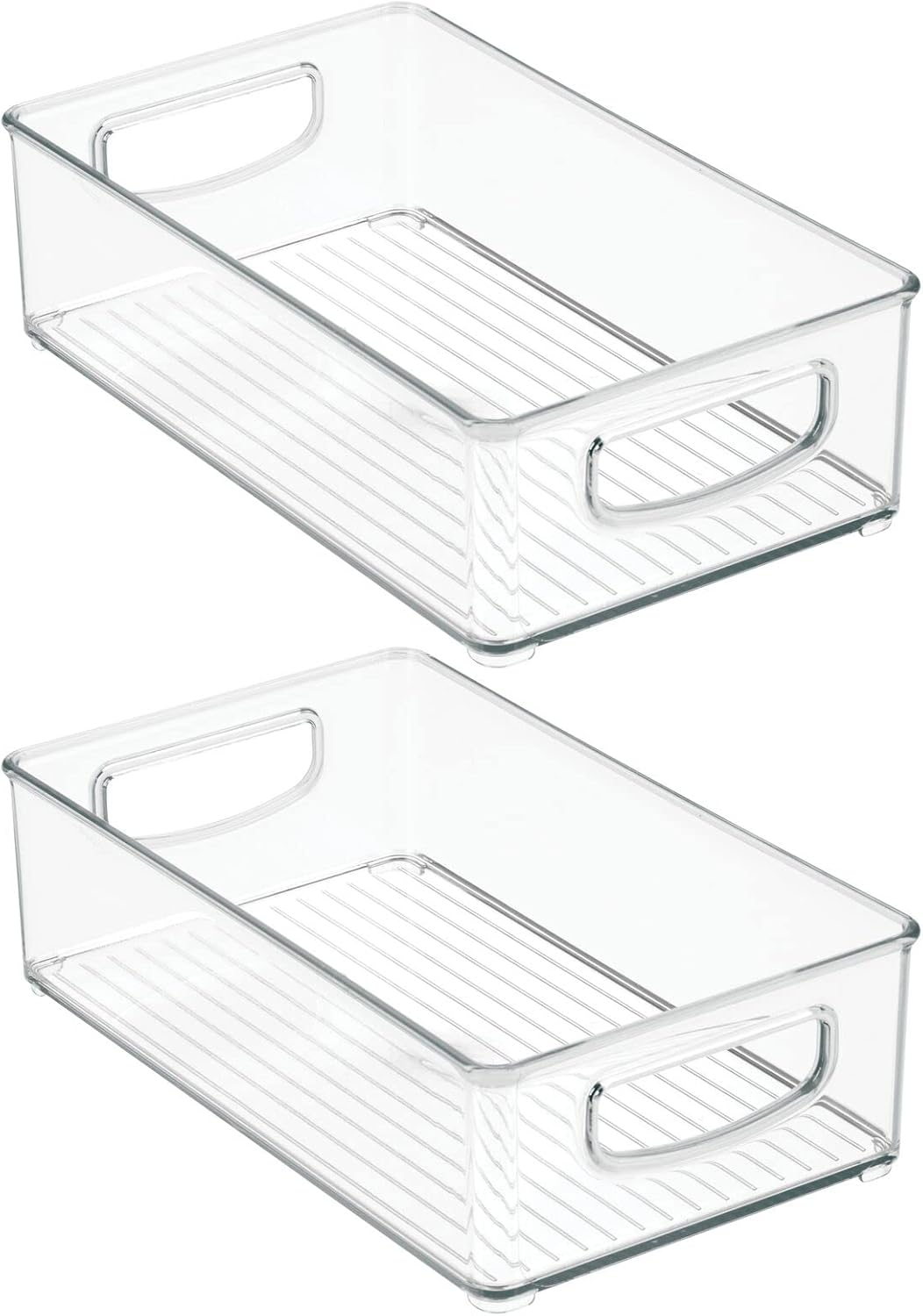 mDesign Plastic Kitchen Organizer - Storage Holder Bin with Handles for Pantry, Cupboard, Cabinet, Fridge/Freezer, Shelves, and Counter - Holds Canned Food, Snacks - 2 Pack - Clear