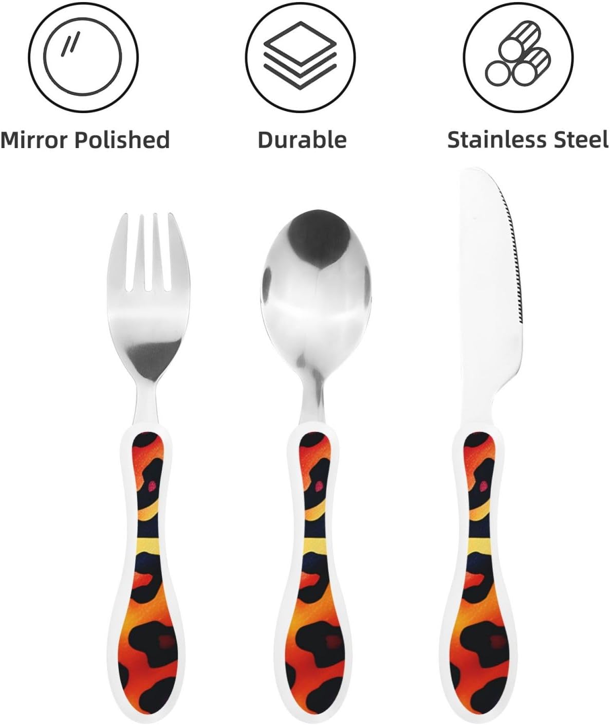 3-Piece Kids Silverware Set With Storage Case, Stainless Steel Reusable Children Safe Knife Spoon Fork Set Blue Active Girl Running Sunset Children Flatware Set For Kids Lunch Box - Colors B
