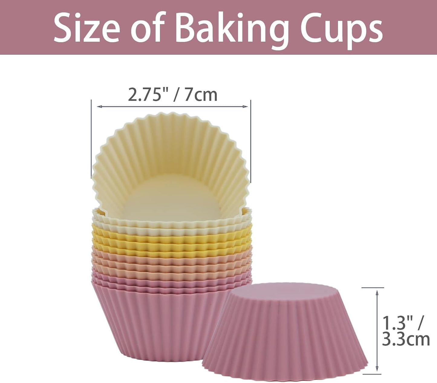 Silicone Baking Muffin Cups 12 Pack, Reusable Cupcake Liners Cake Molds, BPA Free, Dishwasher Safe(White, Green, Navy, Dusty Blue)