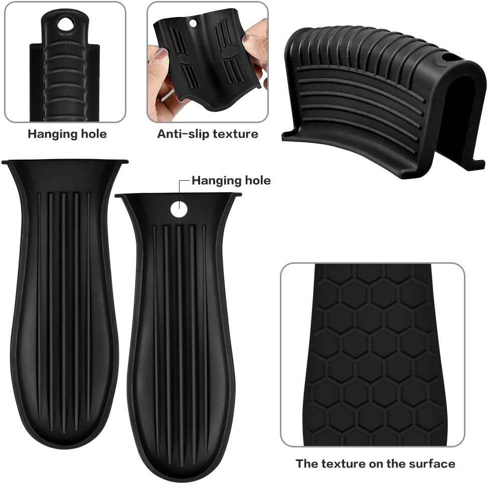 Silicone Hot Handle Holder, Heat Resistant Potholder Cookware Handle Cast Iron Skillets Handles Grip Covers for Cast Iron Skillet
