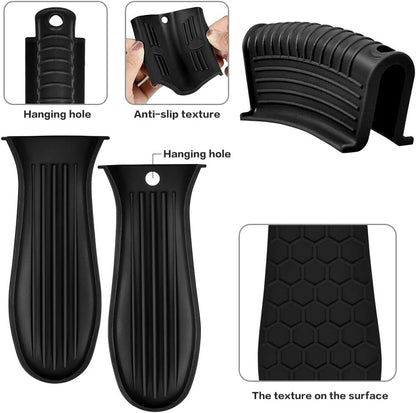 Silicone Hot Handle Holder, Heat Resistant Potholder Cookware Handle Cast Iron Skillets Handles Grip Covers for Cast Iron Skillet