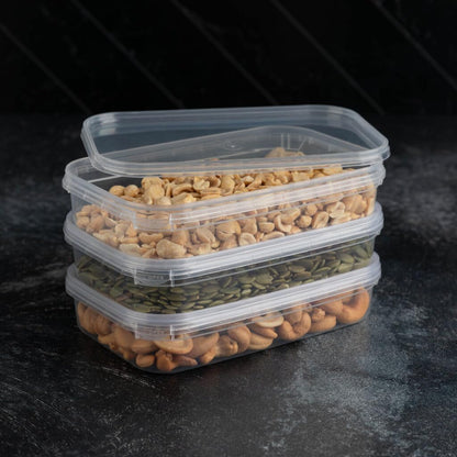 16 oz Rectangular Clear Food Storage Containers with Lids - Stackable, Tamper Proof, BPA Free, Recyclable, Space Saver, Airtight Container, Kitchen Storage, Meal Prep, Take Out, Deli Container (10)