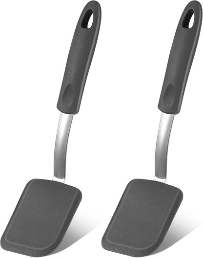 2Pcs Mini Silicone Cookie Brownie Spatula, Solid Flat, Khaki