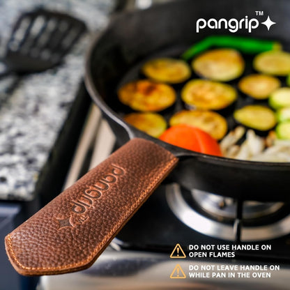 Cast Iron Handle Cover, Set of 2 - Extra Thick Leather Heat Resistant Handle Cover for Cast Iron Skillets, Hot Pan Handle Cover, Cast Iron Handle Sleeve