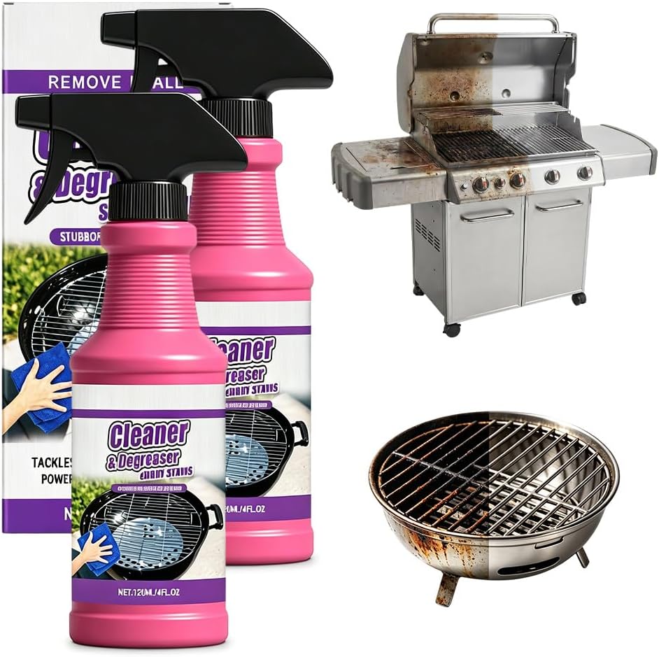 120ml Heavy Duty Grill Degreaser Spray, 2026 Upgrade BBQ Grill Cleaner, Multi-Surface Grease Remover for Outdoor Grill & Kitchen Oven, Stainless Steel Degreaser (1 PC)