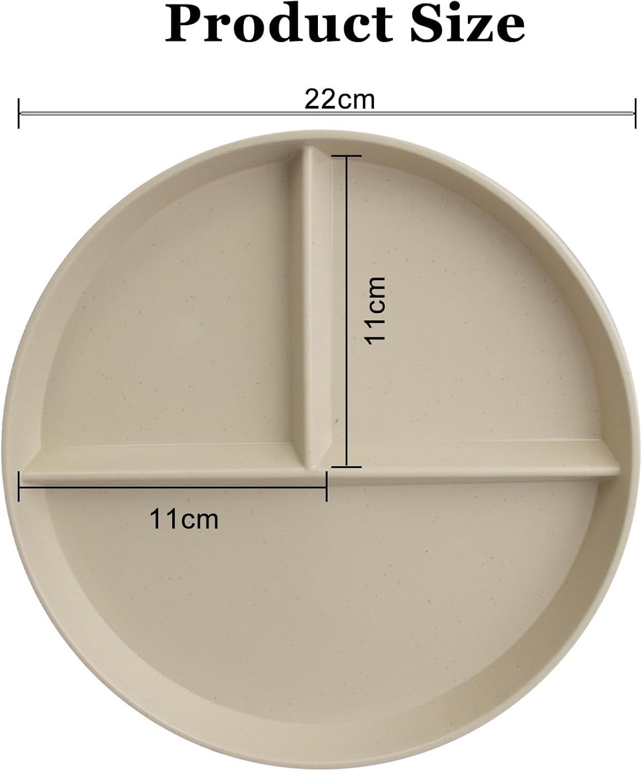 Portion Control Plate 2 Pack 9" Unbreakable Divided Plates,3 Compartment Dinner Plates, Reusable Plate Weight Loss for Adults, Color Black