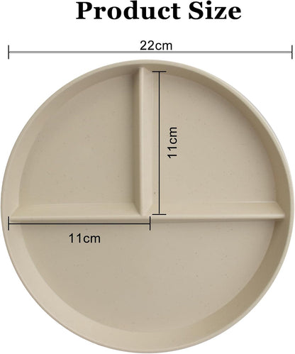 Portion Control Plate 2 Pack 9" Unbreakable Divided Plates,3 Compartment Dinner Plates, Reusable Plate Weight Loss for Adults, Color Black