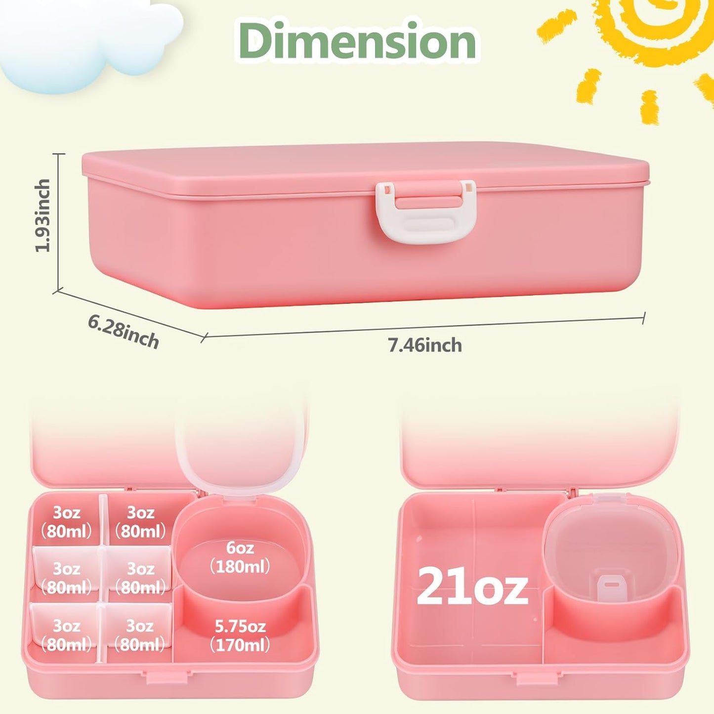 JOOPETALK Kids Snackle Lunch Box with Leak-Proof Snack Container, 8 Compartments with Detachable Dividers, BPA-Free, Dishwasher Safe – Bento Box for School & Travel(Blue)