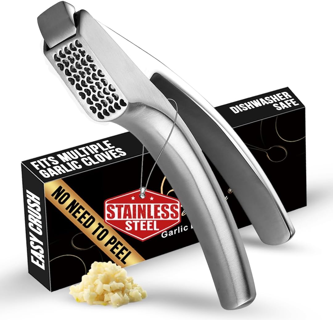 Gourmet Easy Garlic Press Lifetime Replacement, No Need to Peel, Fine Mince