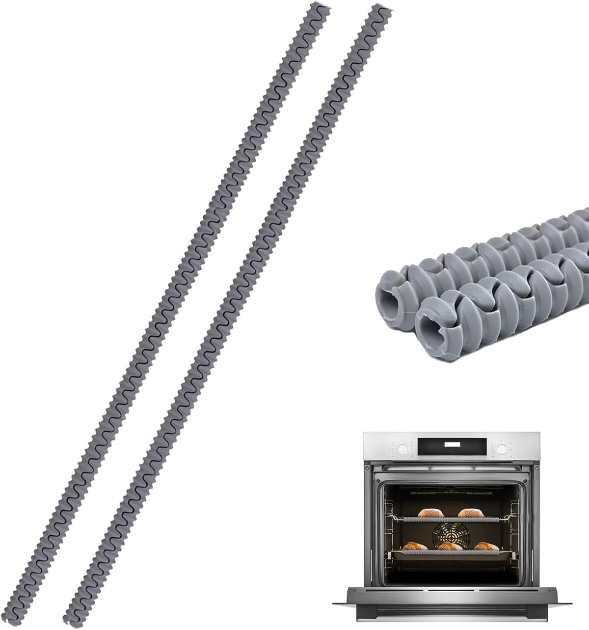 Extra Long 22 inch Silicone Oven Rack Shields Guards Oven Rack Protectors Prevents Hand and Arm Burns, Heat Resistant,Silicone, 2pcs,Gray