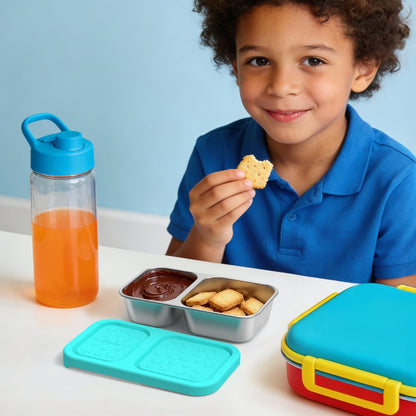 SOPHICO Stainless Steel Snack Containers for Kids, 8 oz Small Food Storage Container 1 Cup with Silicone Lid - Perfect 304 Metal Toddler Lunch Box for Daycare and School, Leak Proof (MIX, 4 PACK)