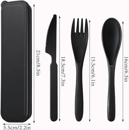 Reusable Travel Utensils Set with Case, 2 Sets Wheat Straw Portable Knife Fork Spoons Camping Cutlery for Lunch Box, Eco-Friendly BPA Free Plastic Tableware for Kids Adults Work Picnic (Purple+Pink)