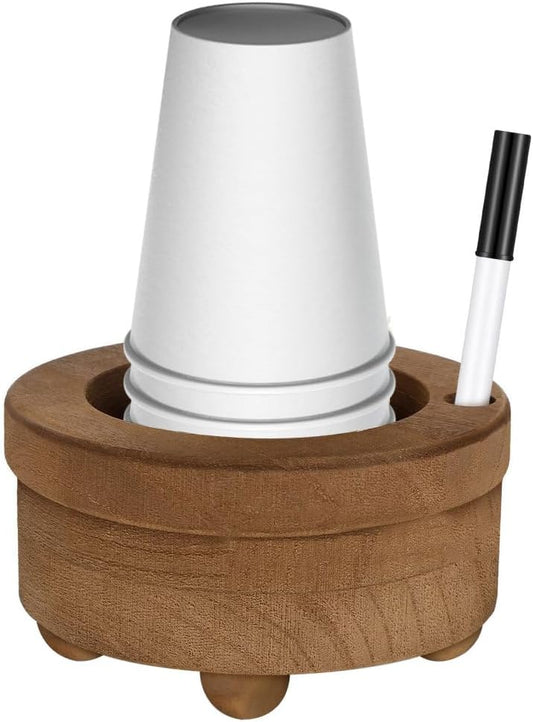 Wooden Disposable Cup Holder, Portable Paper Cup Rack with Mark Pen Hole, Wood Dispenser Stand for Kitchen, Party Supplies