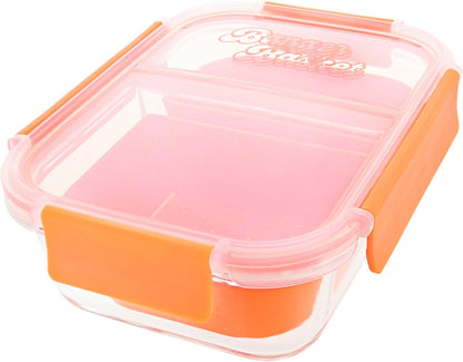 Two Compartment Borosilicate Glass Container Cleaning Tool with Sealable Lid (Full Melt Sand)