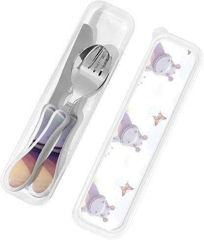 3-Piece Kids Silverware Set With Storage Case, Stainless Steel Reusable Children Safe Knife Spoon Fork Set Grim Reaper Children Flatware Set For Kids Lunch Box