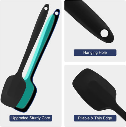 Premium 5-Piece Silicone Spatula Set, 446°F Heat Resistant for Nonstick Cookware & Baking, Food Grade, Hand Wash Recommended（Black)