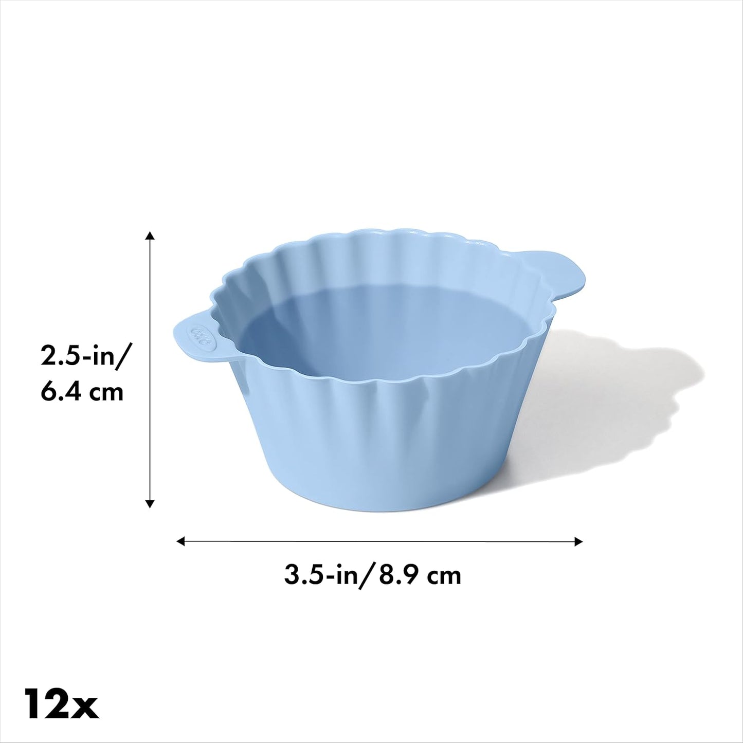 OXO Good Grips Silicone Baking Cups, Pack of 12, Reusable, BPA-Free, Dishwasher Safe, Non-Stick, Food Grade, Cupcake and Muffin Liners (Multicolor 3 oz.)