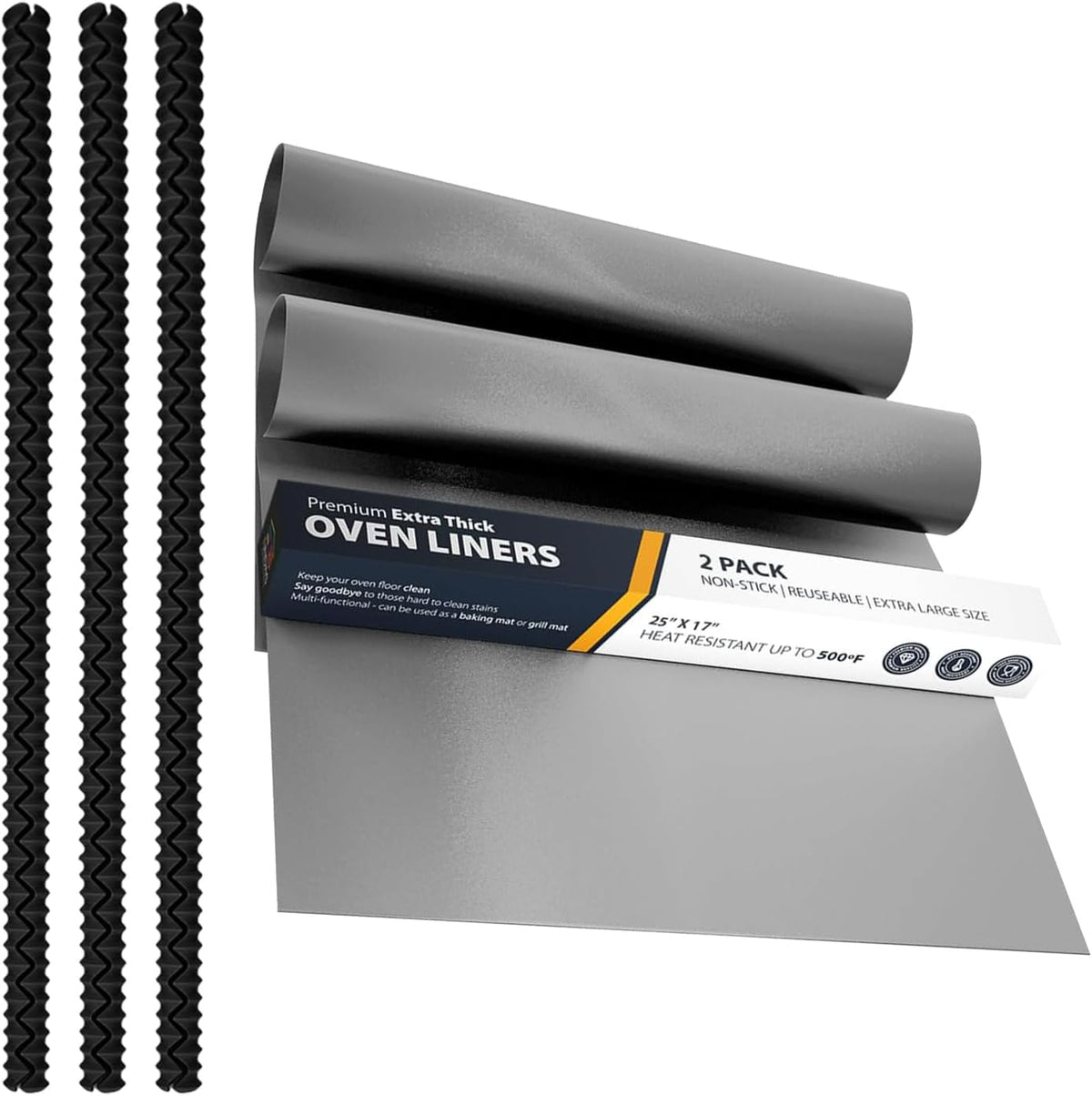 Silicone Oven Guards for Racks (3 Pack) and Oven Liners for Bottom of Oven (2 Pack), Bundle