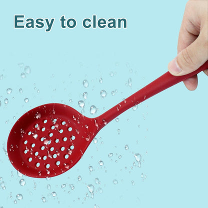 Hordion Silicone Slotted Spoon, Yellow Strainer Spoon Non Stick Skimmer