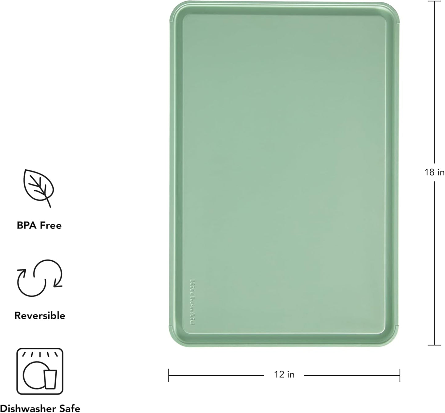 KitchenAid Classic Plastic Cutting Board with Perimeter Trench and Non Slip Edges, Dishwasher Safe, 12 inch x 18 inch, Gray